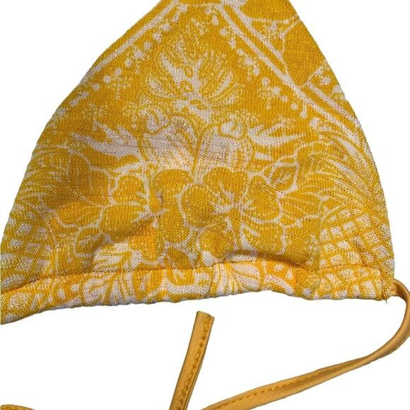 Shein Bikini Top String Canary Triangle Yellow Size S Floral Sexy Beach Swim - Picture 3 of 7
